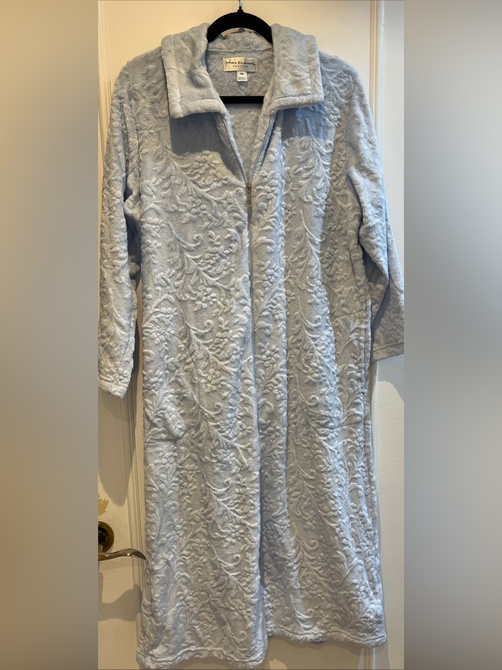 Ladies Miss Elaine Blue Fuzzy Robe Size Petite Medium  $90
